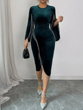 Round Neck Slit Sleeve Dress